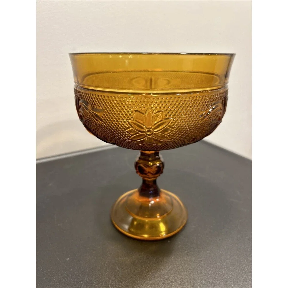 Tiara Sandwich Amber Collection Compote Pedestal Footed Candy Dish